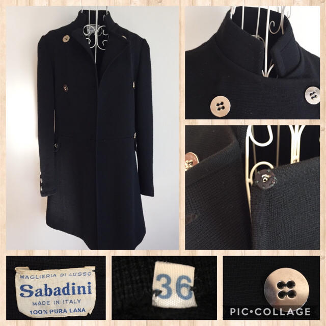 Grimoire(グリモワール)のアンティーク Sabadini ミラノリブニットコート 黒36 レディースのジャケット/アウター(トレンチコート)の商品写真