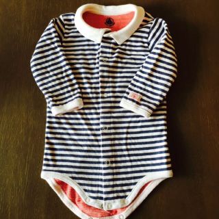 プチバトー(PETIT BATEAU)のプチバトー 一枚でお洒落！ 衿つき長袖ロンパース 6m67cm(カバーオール)