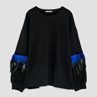 ザラ(ZARA)の新品 ZARA フェザー プルオーバー S(カットソー(長袖/七分))