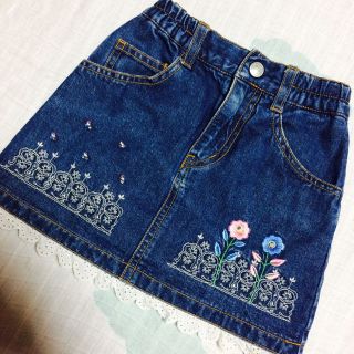 総刺繍＊デニムスカート 90 女の子(スカート)