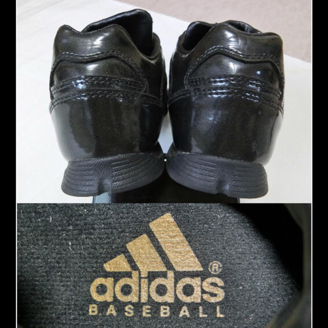 adidas(アディダス)のadidasアディダス　黒いエナメル調で3本のマジックテープのスニーカー19 キッズ/ベビー/マタニティのキッズ靴/シューズ(15cm~)(スニーカー)の商品写真