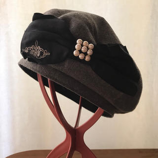 美品♡リボンベレー帽(ハンチング/ベレー帽)