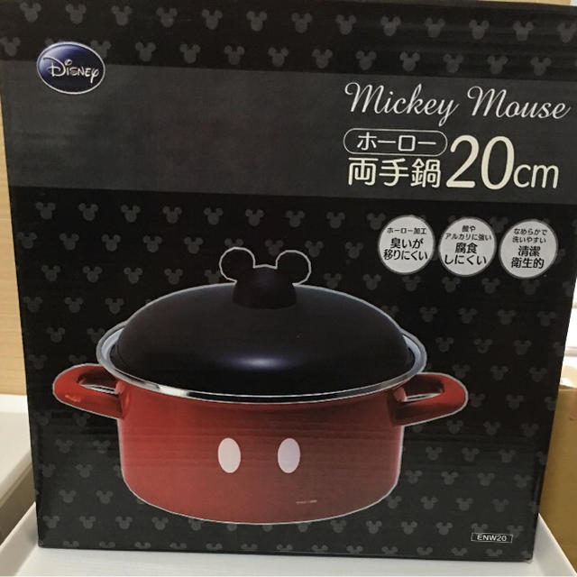 Disney(ディズニー)のミッキーマウス ホーロー 両手鍋 インテリア/住まい/日用品のキッチン/食器(鍋/フライパン)の商品写真