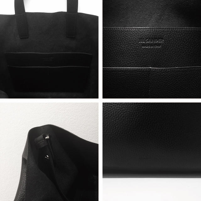 Jil Sander(ジルサンダー)のJIL SANDER レザー トートバッグ ショルダー バッグ ブラック メンズのバッグ(トートバッグ)の商品写真