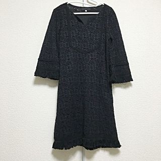 ❤️新品・フリンジ総レース刺繍 ワンピース(XS)(ひざ丈ワンピース)