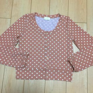 ダブルクローゼット(w closet)の新品 ダブルクローゼット ドット ニットカーディガン　くすみピンク(カーディガン)