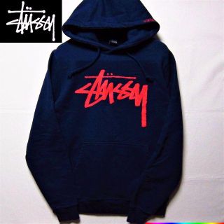 ステューシー(STUSSY)のステューシー◆プルオーバーパーカー◆ネイビー×レッド(パーカー)