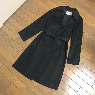 ザラ(ZARA)のカシミヤ混ステンカラーブラックウールコート(ロングコート)