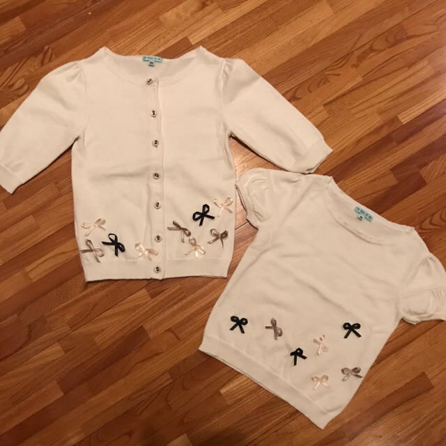 TOCCA(トッカ)のTOCCA リボン カーディガン 半袖ニット 90 100 キッズ/ベビー/マタニティのキッズ服女の子用(90cm~)(カーディガン)の商品写真