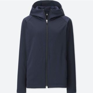 ユニクロ(UNIQLO)の新品 ユニクロ　ブロックテックフリースパーカ（長袖）ネイビー Mサイズ(パーカー)