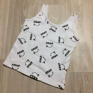 アナップキッズ(ANAP Kids)のI 送料込 アナップキッズ 110 タンクトップ ダンス 夏 総柄 ロゴ 白黒(Tシャツ/カットソー)