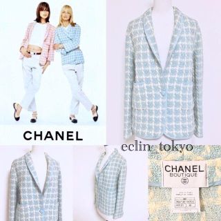 シャネル(CHANEL)の シャネル＊広告使用＊ツイード 千鳥格子チェック テーラードジャケット E400(テーラードジャケット)