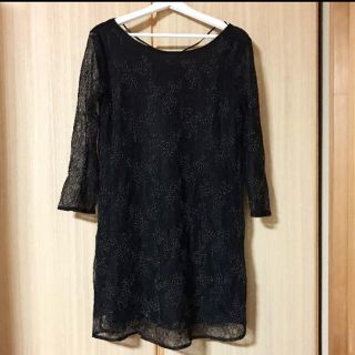 ザラ(ZARA)の新品 ZARA レースワンピース ワンピ ブラック レース ドレス 結婚式(ミディアムドレス)