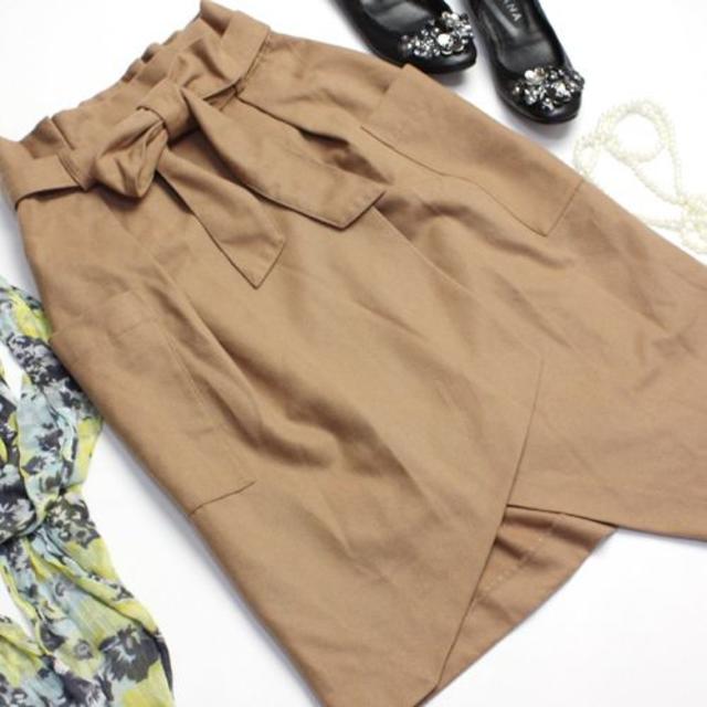 w closet(ダブルクローゼット)のw closet リボンアシメ巻きスカート レディースのスカート(ひざ丈スカート)の商品写真