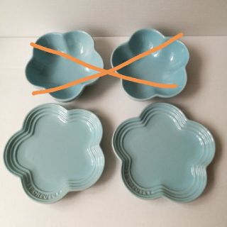 ルクルーゼ(LE CREUSET)の【専用】ル・クルーゼ　フルールプレート2枚　サテンブルー(食器)