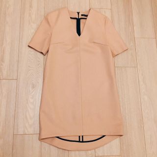 バーニーズニューヨーク(BARNEYS NEW YORK)のYOKOCHAN ウールワンピース ベージュピンク☆美品☆(ミニワンピース)