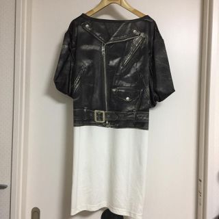 コムデギャルソン(COMME des GARCONS)のジュンヤワタナベ ライダース転写カットソー(ひざ丈ワンピース)