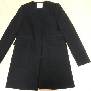 ザラ(ZARA)のzara ノーカラーコート ブラック xs(ノーカラージャケット)