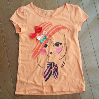 ギャップキッズ(GAP Kids)の値下げ❗GAP　150  Tシャツ　オレンジ　軽くぱふすりーぶ(Tシャツ/カットソー)