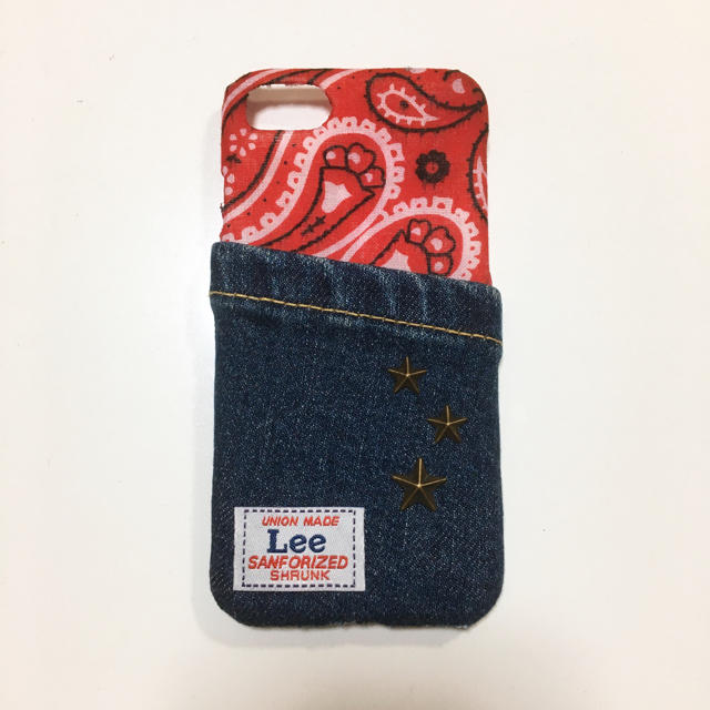 Lee(リー)の新品 iPhoneケース lee ハンドメイド  デニムケース デニム  スマホ/家電/カメラのスマホアクセサリー(iPhoneケース)の商品写真