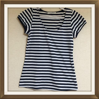 ページボーイ(PAGEBOY)の白×紺ボーダー☆可愛いパフスリTシャツ(Tシャツ(半袖/袖なし))