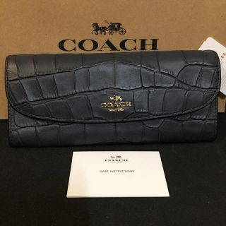 コーチ(COACH)のCOACH コーチ ソフトウォレット 長財布 クロコ ミッドナイト ネイビー(財布)