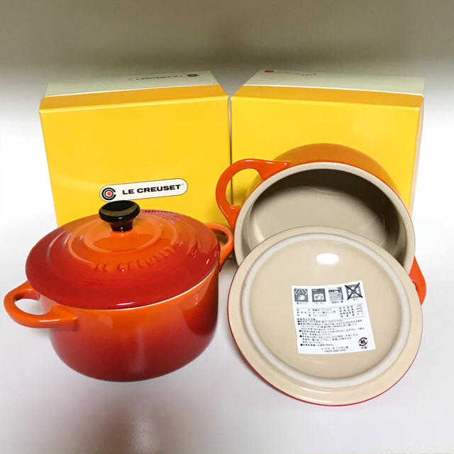 LE CREUSET(ルクルーゼ)のル・クルーゼ ミニココット 2個セット(オレンジ) インテリア/住まい/日用品のキッチン/食器(食器)の商品写真