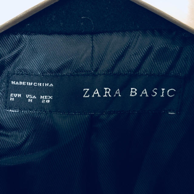 ZARA(ザラ)のZARA ダブル チェスターコート ウール 黒 ブラック レディースのジャケット/アウター(ロングコート)の商品写真