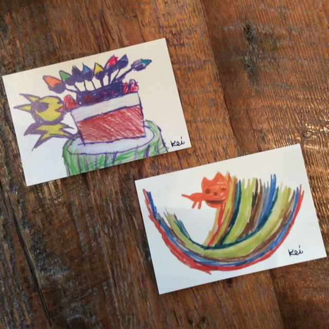 自閉症の小さなアーティスト＂Ｋｅｉちゃん＂イラストポストカード 猫セット エンタメ/ホビーのコレクション(使用済み切手/官製はがき)の商品写真
