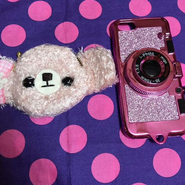 USED  ハンドメイド  くまちゃん  ポーチ  ピンク レディースのファッション小物(その他)の商品写真