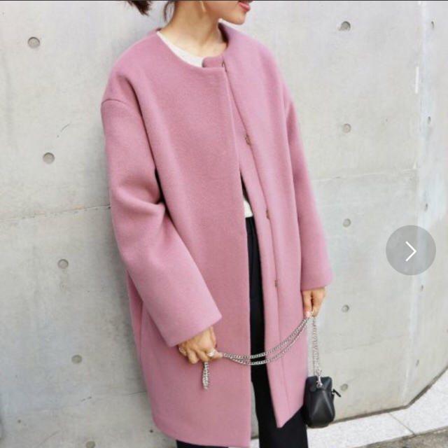 IENA(イエナ)のIENA ラムウールノーカラーコート ピンク レディースのジャケット/アウター(ロングコート)の商品写真