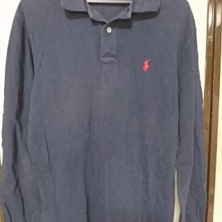 ポロラルフローレン(POLO RALPH LAUREN)のポロ ラルフローレン 長袖 ポロシャツ M 超濃紺 鹿の子 USED(ポロシャツ)