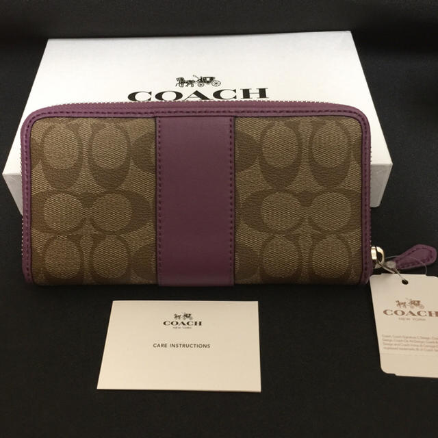 COACH(コーチ)のCOACH★コーチ パープル ストライプ 長財布 紫色 レディースのファッション小物(財布)の商品写真