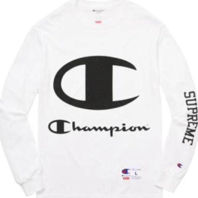 SUPREME シュプリーム 17SS ×Champion フロントデザイン長袖Tシャツ ロンT ホワイト