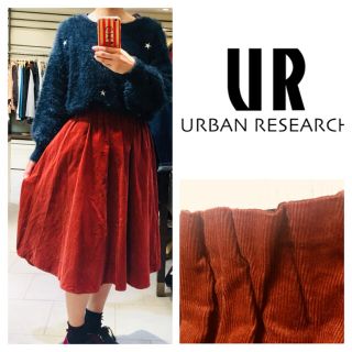 アーバンリサーチ(URBAN RESEARCH)の❤️美品❤️ UR コーデュロイ  ギャザー ロングスカート エンジ色(ロングスカート)