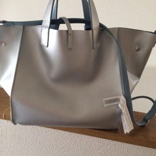 ザラ(ZARA)のZara -2ways Bag(silver/blue)(トートバッグ)