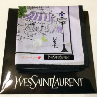 サンローラン(Saint Laurent)の【新品】❤️イヴサンローラン ハンカチ❤︎お洒落なカフェテラス☕️💐✨(ハンカチ)