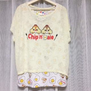 シマムラ(しまむら)の【新品・未使用】 ディズニー チップ&デール 目玉焼き Tシャツ(Tシャツ(半袖/袖なし))