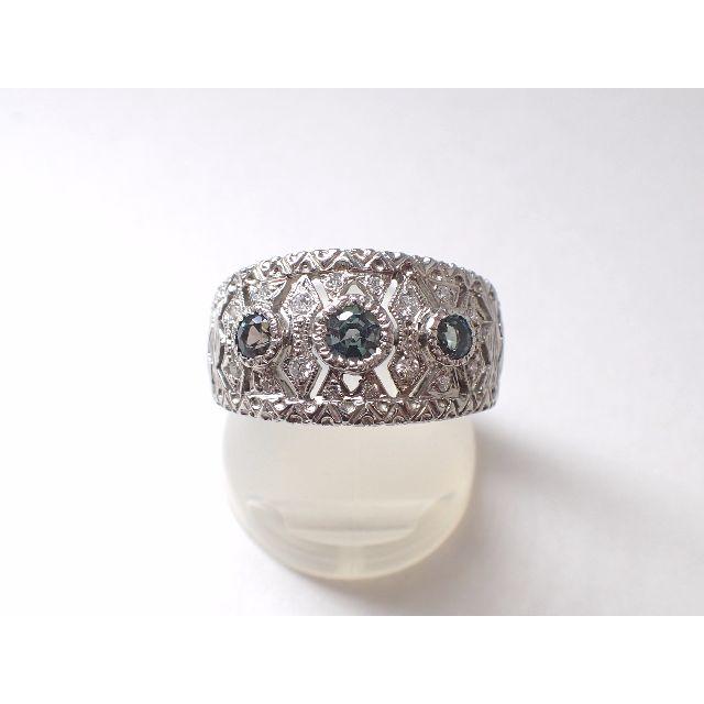 ■マルヨ質舗■Pt900■アレキサンドライト＆ダイヤモンドプラチナリング■15号 レディースのアクセサリー(リング(指輪))の商品写真