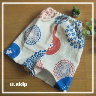 手ぬぐいパンツ★北欧風花柄・ベージュ地☆彡ハンドメイド【80～95】(パンツ)