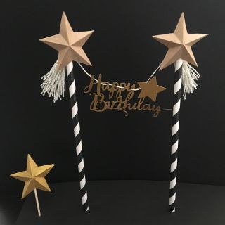 ケーキトッパー  立体星 タッセル 誕生日(その他)