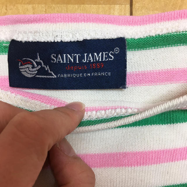 SAINT JAMES(セントジェームス)のSAINT JAMES ピンク×グリーン カットソー レディースのトップス(カットソー(長袖/七分))の商品写真