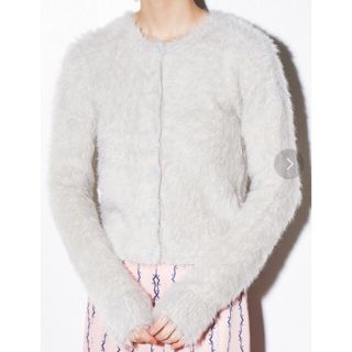 パメオポーズ(PAMEO POSE)の値下げ PAMEOPOSE fluffy cardigan グレー(カーディガン)