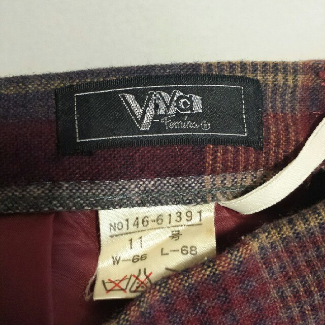 古着/ヴィンテージ ウールチェックプリーツスカート レディースのスカート(ひざ丈スカート)の商品写真