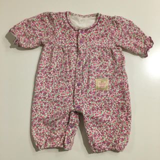 【美品】Sweetgirl裏起毛カバーオールロンパースリバティ風花柄(カバーオール)