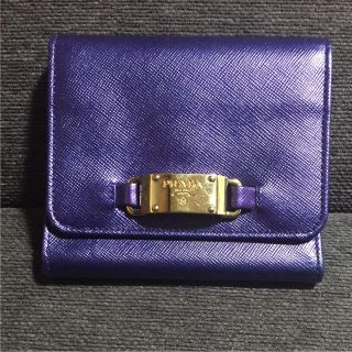 プラダ(PRADA)の【良品】PRADA プラダ  折りたたみ財布 パープル(財布)