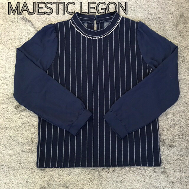 MAJESTIC LEGON(マジェスティックレゴン)の美品♦︎MAJESTIC LEGON❁シフォンスリーブ ストライプトップス レディースのトップス(シャツ/ブラウス(長袖/七分))の商品写真