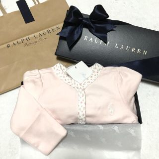 ラルフローレン(Ralph Lauren)の新品✨フラワートリム カバーオール 6M/70 ＆ BABYシューズ 13㎝(カバーオール)