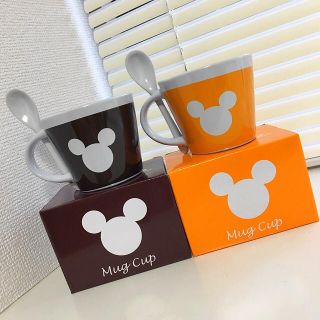 ディズニー(Disney)のディズニー ミッキー スプーン付きスープカップ(グラス/カップ)