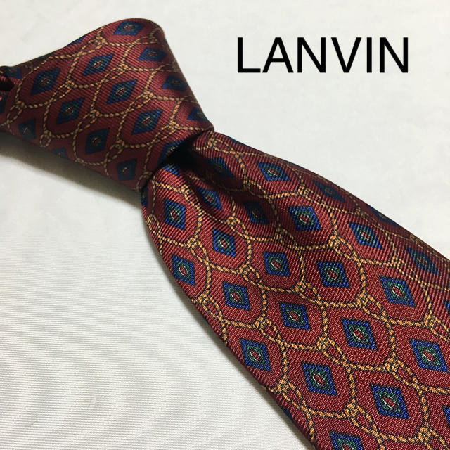 LANVIN(ランバン)の美品 LANVIN ネクタイ レッド 暗め 細身 メンズのファッション小物(ネクタイ)の商品写真